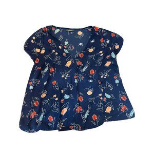 Modcloth Navy Floral Blouse